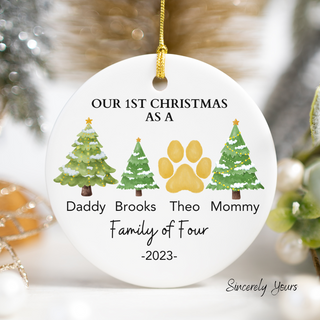 Family's First Christmas with Baby & Pup Ornament