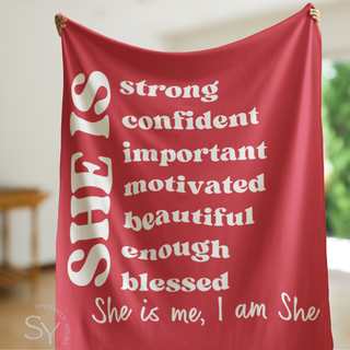 She is Me, I am She Affirmation Sherpa Blankets