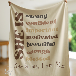 She is Me, I am She Affirmation Sherpa Blankets