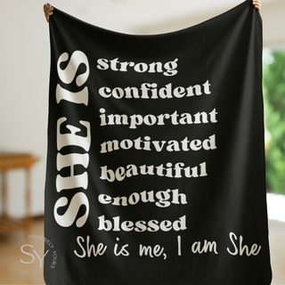 She is Me, I am She Affirmation Sherpa Blankets