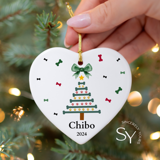 Personalized Festive Bone Tree - Dog Ornament