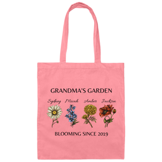 Custom Birth Month Garden Canvas Tote Bag