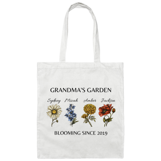 Custom Birth Month Garden Canvas Tote Bag