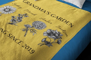 Custom Birth Month Garden Fleece Blanket