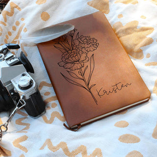 Personalized Birth Month Flower Journal with Name