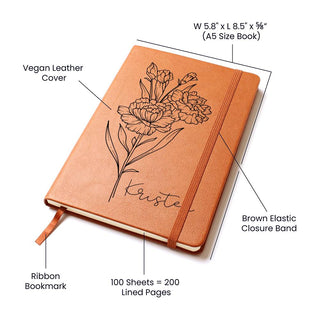 Personalized Birth Month Flower Journal with Name