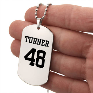 Custom Sports Name and Number Dog Tag w/ Engraving Available