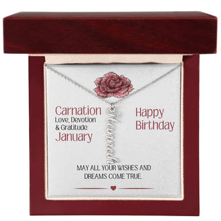 January Birthday Gift | Birth Month Flower | Personalized Name Necklace