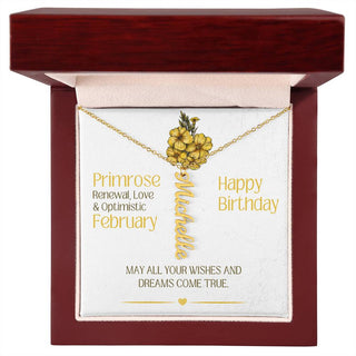 February Birthday Gift | Birth Month Flower | Personalized Vertical Name Necklace