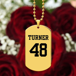 Custom Sports Name and Number Dog Tag w/ Engraving Available