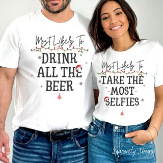 Family Holiday / Christmas Funny Matching Custom - Most Likely To Unisex Shirts