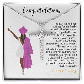 Graduation - Congratulations (Pink) | Cross Necklace