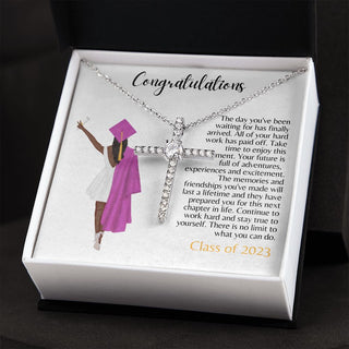 Graduation - Congratulations (Pink) | Cross Necklace
