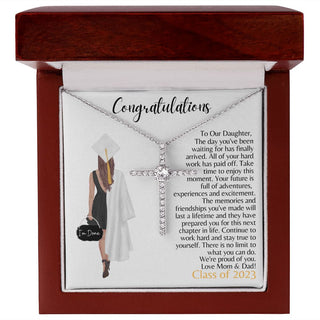 To Our Daughter | Graduation Gift | From Mom & Dad - Cross Necklace