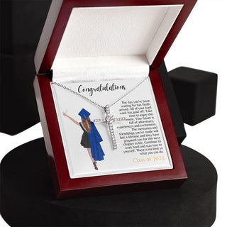 Graduation | Congratulations (Blue) - Cross Necklace