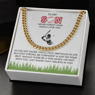 To My Son - Never Forget How Much I Love You (Baseball) - Link Chain Necklace (BOGO 50% OFF - No Code Needed)