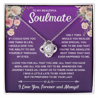 To My Soulmate, Gift For Her Love Knot Necklace