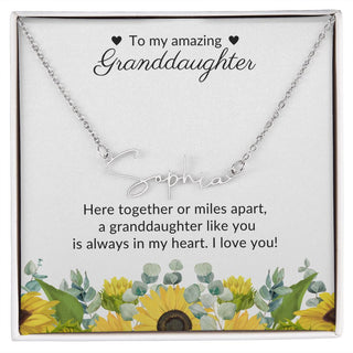 To My Amazing Granddaughter - Personalized Signature Style Name Necklace