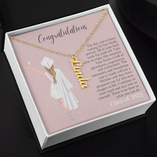 Graduation | Class of 2023 - Personalized Vertical Name Necklace (Blush)