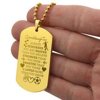 Granddaughter (Soccer Theme) Engraved Dog Tag Necklace