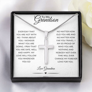To My Grandson | My Love Will Follow You - Cross Necklace